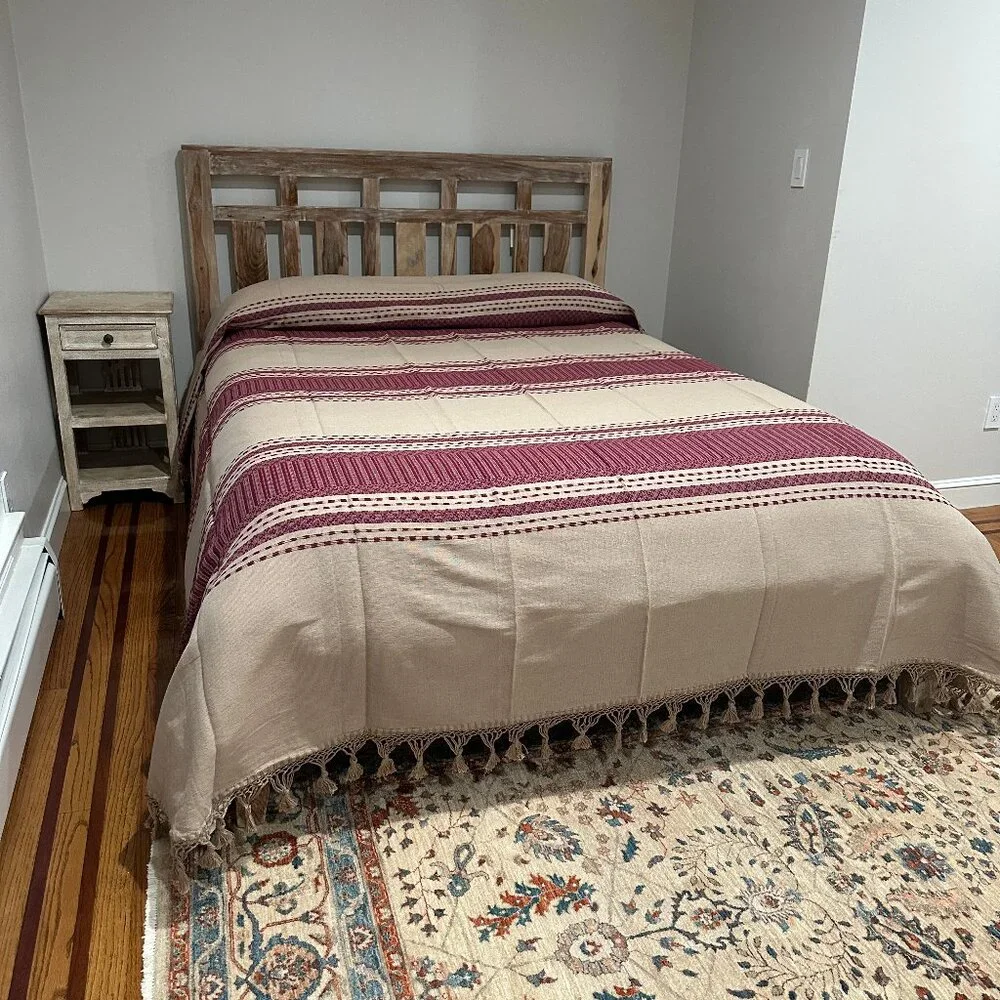Queen Size Cotton Bedspread/Quilt. From Oaxaca Mex. Hand loom, Bed covers,